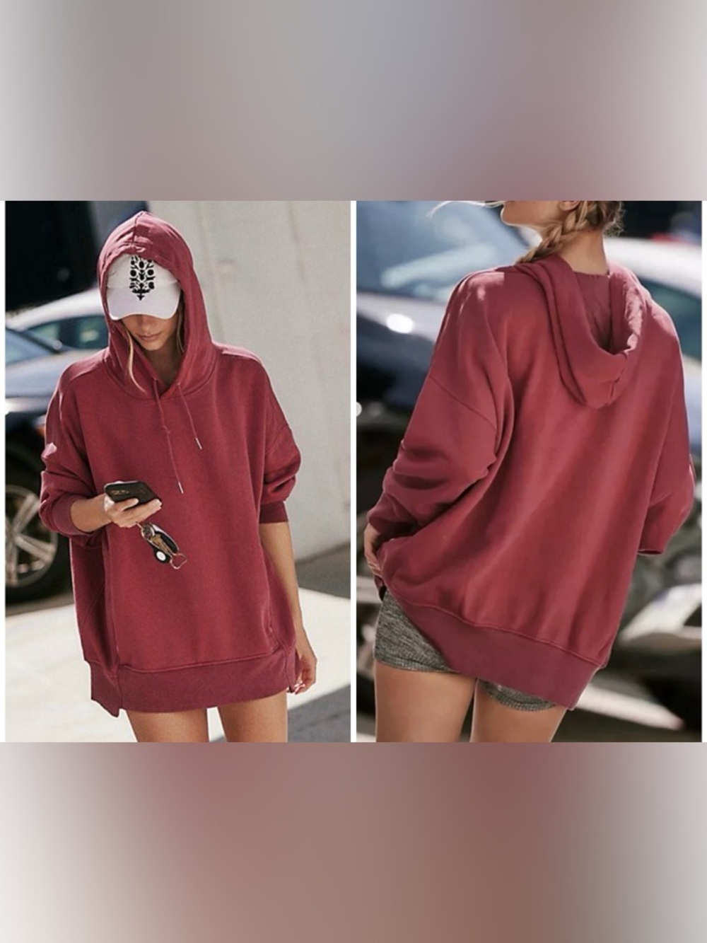 NWT Free People FP Movement Sprint To The Finish Hoodie - sour cherry wine - XS